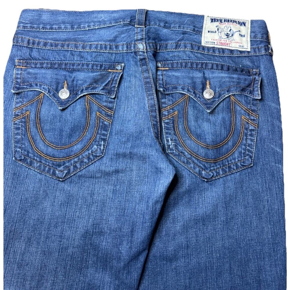 True Religion Mens Jeans Blue 40x33 Thick Stitch Denim USA Straight Fit